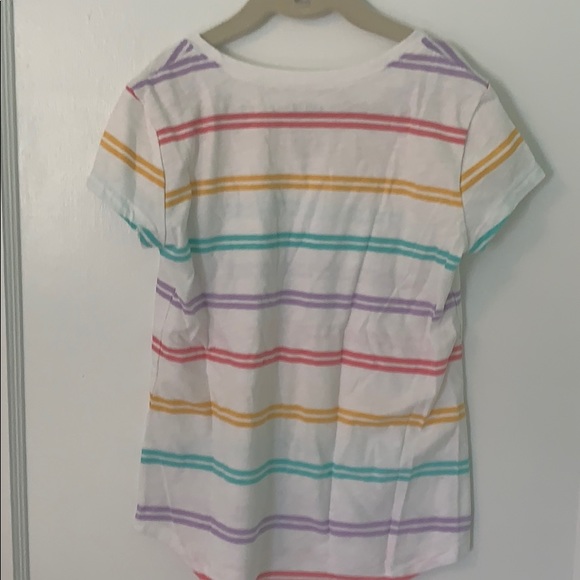 Girls Rainbow striped tee with pocket - Picture 3 of 3